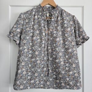 Faith And Joy Floral Short Sleeve Womens Medium Blouse